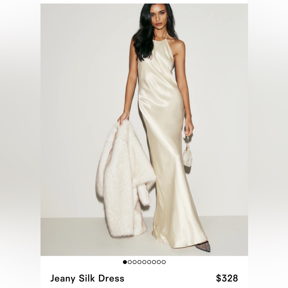 Reformation Jeany Silk Maxi Dress in Champagne